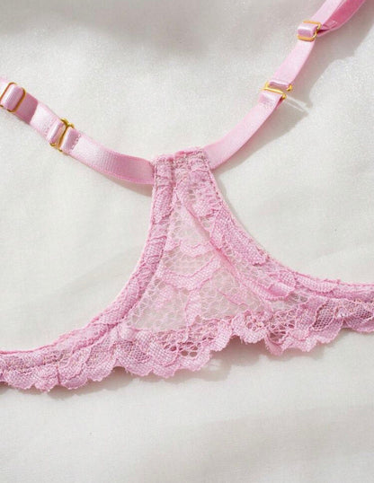 Flirty Lace Crotchless Two Piece Lingerie
