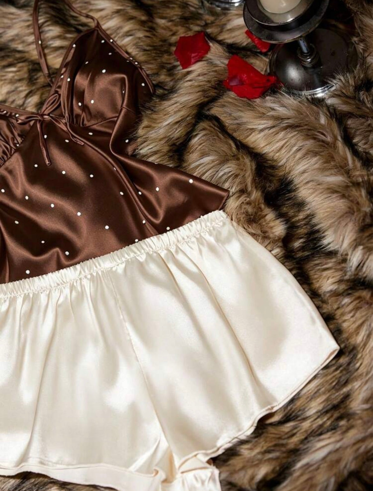 Bronze Dots Pajamas Set - Brown