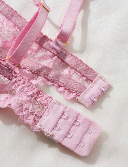 Flirty Lace Crotchless Two Piece Lingerie