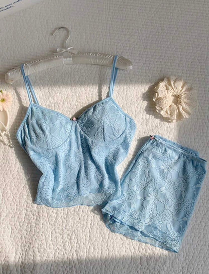 Ester Flora Azure Cami Two Piece Set