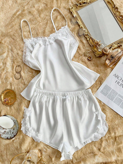 Picana Satin White Floral Pajamas