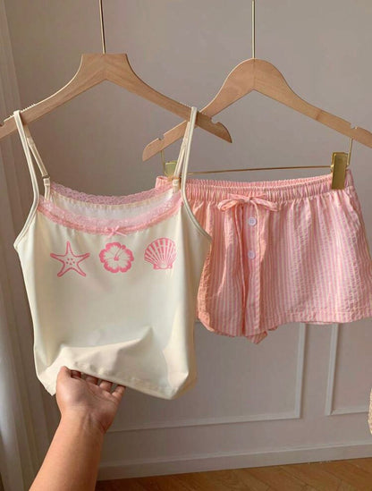 Starfish & Shells Candy Stripes Lounge