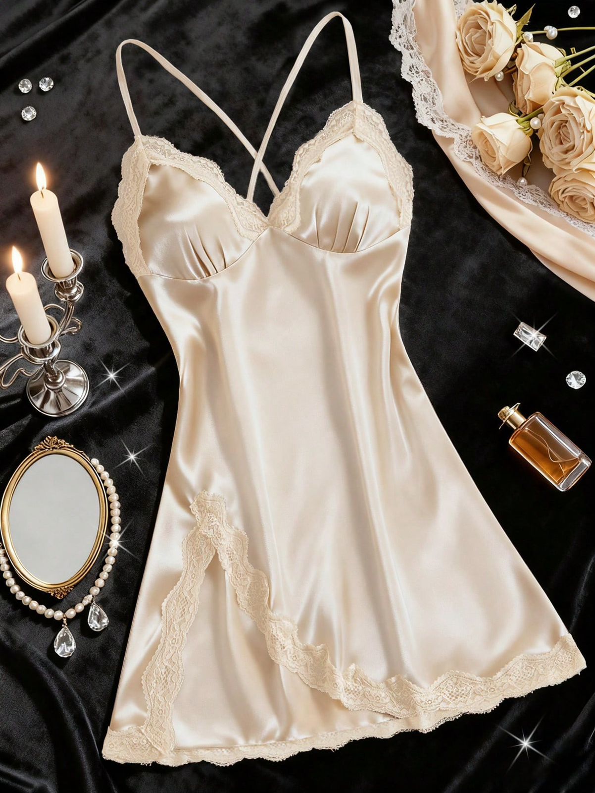 Milana Champagne Satin Sleepwear