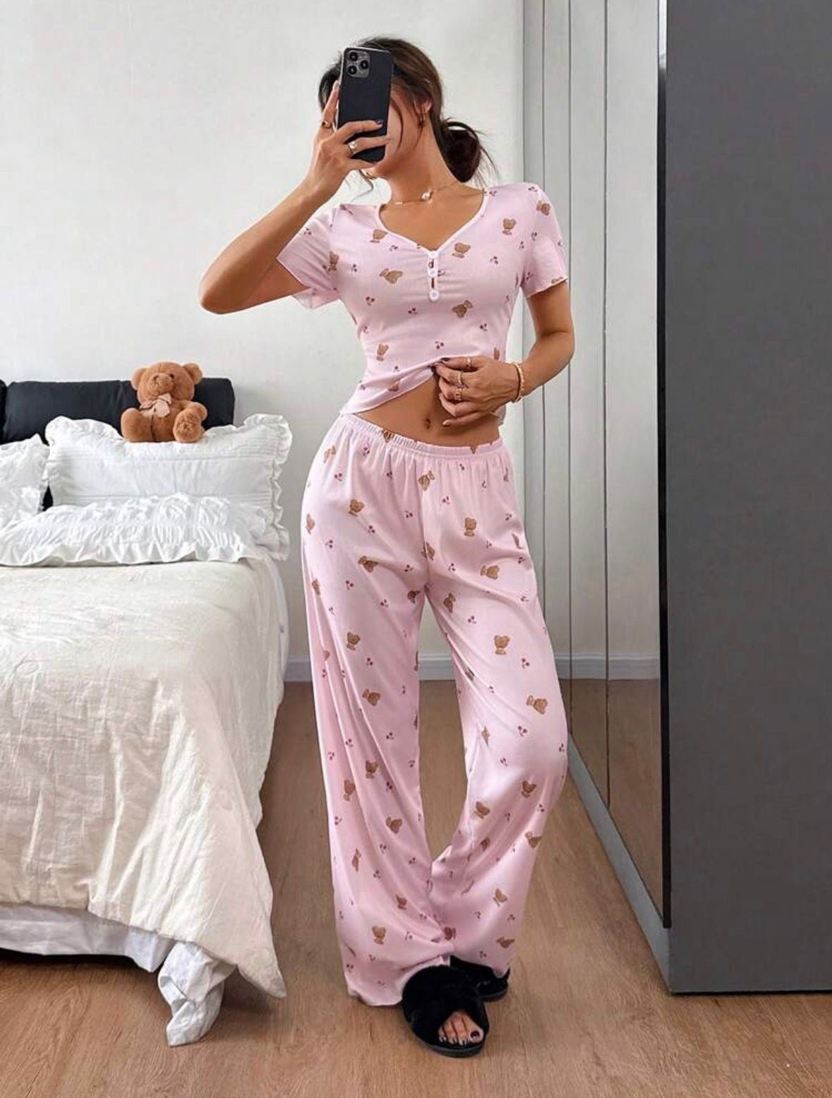 Dreamy Bear Cherry Long Pants Pajamas