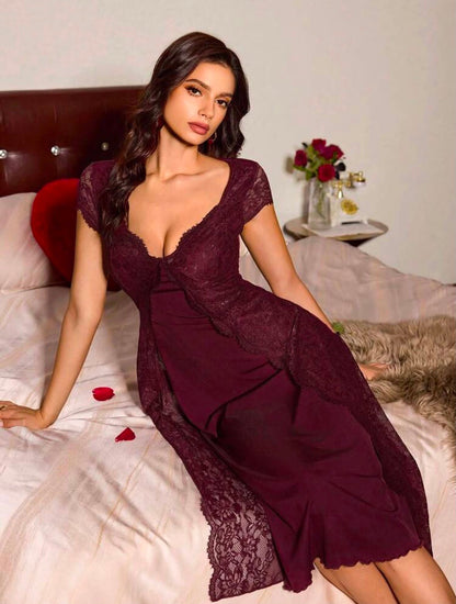 Gizella Velvet Wine Romantic NightWear