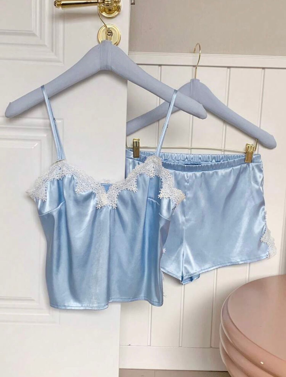 Virana Sky Blush Satin Pajamas