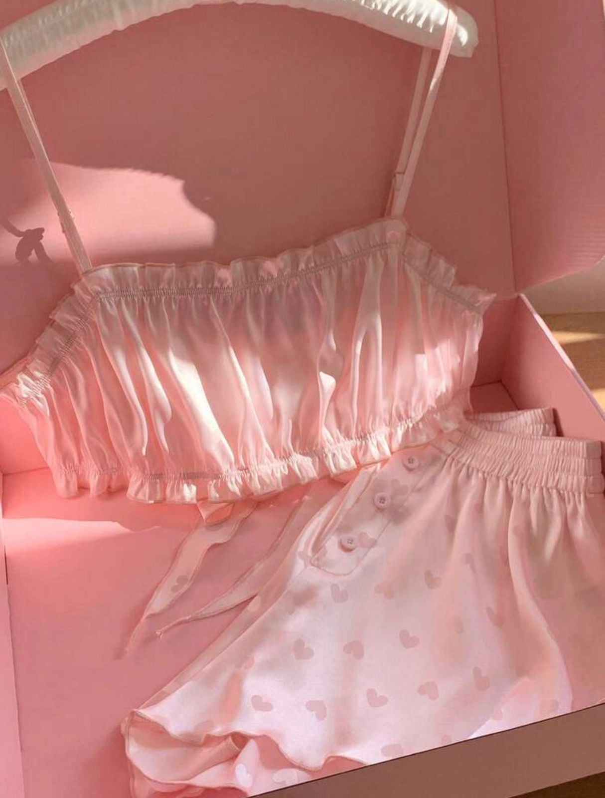 Zoe Satin Blush Ruffle Set