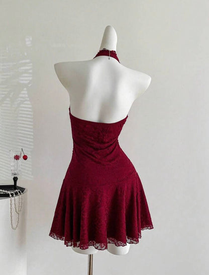 Clarissa Ruffle Red Wine Mini Dress