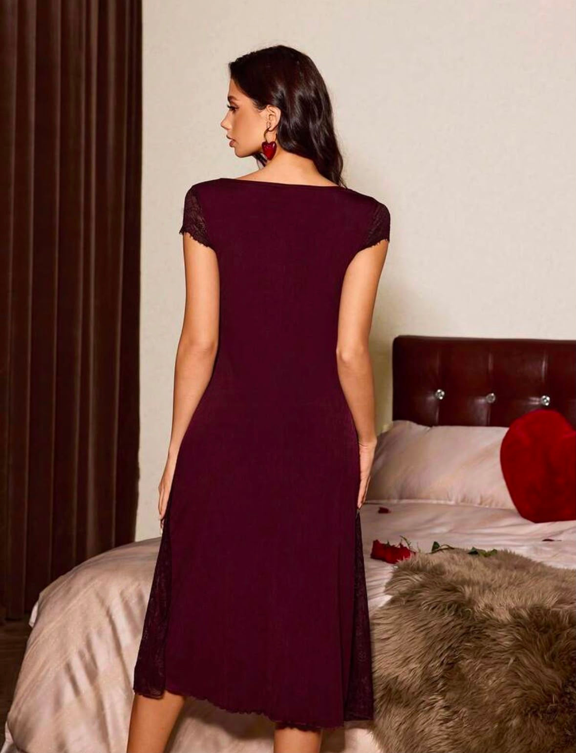 Gizella Velvet Wine Romantic NightWear
