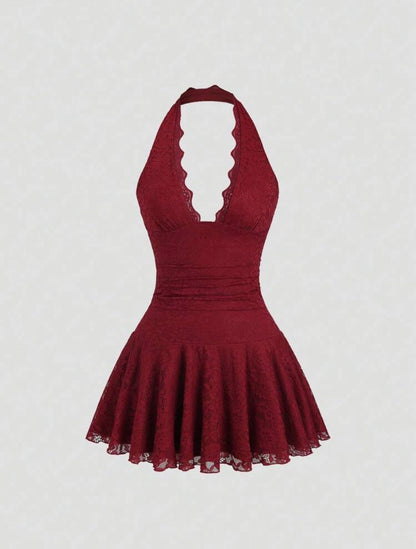Clarissa Ruffle Red Wine Mini Dress