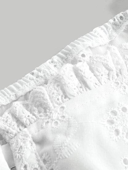 Eyelet Embroidery Puff Sleeve Bustier