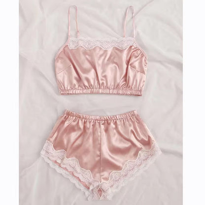 Kaila Satin Mesh Two Piece Sleepwear