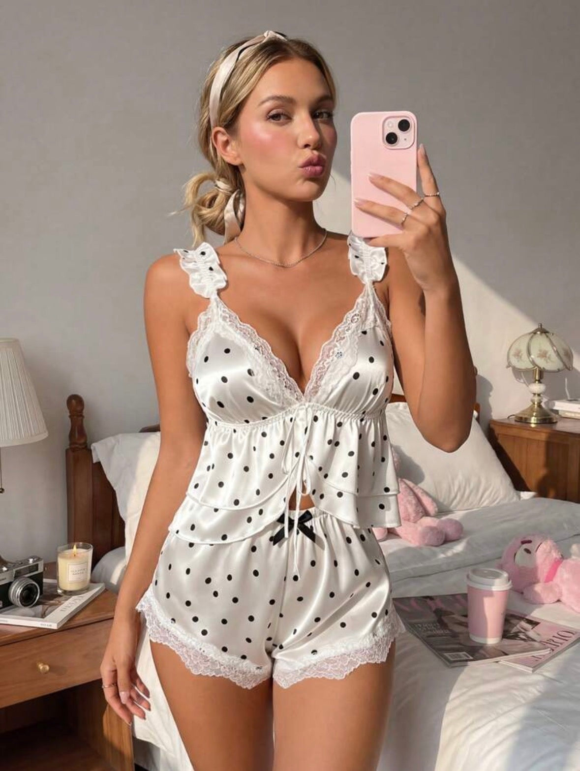 Aurelia Dots Pajamas Set - White