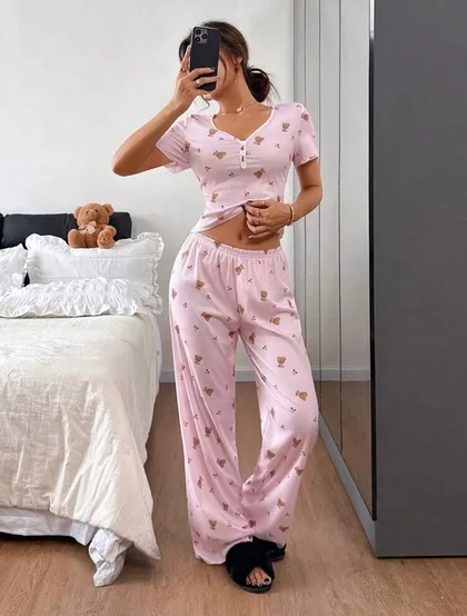 Dreamy Bear Cherry Long Pants Pajamas