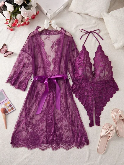 Tiyana Lace Bodysuit + Robe