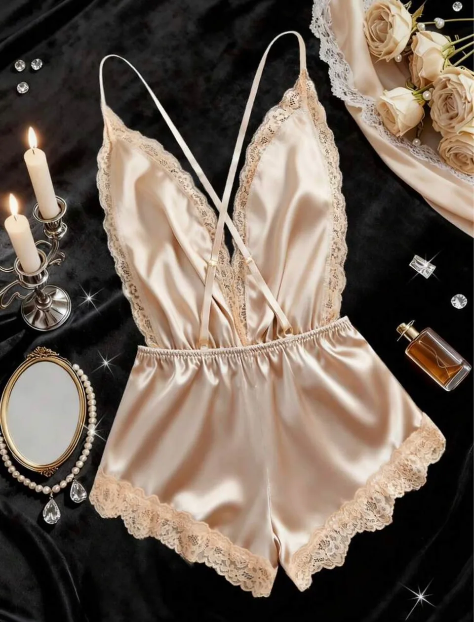 Ester Satin Mesh Jumpsuit