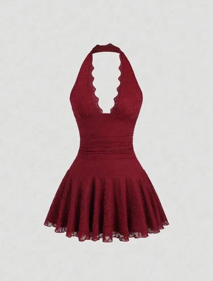 Clarissa Ruffle Red Wine Mini Dress
