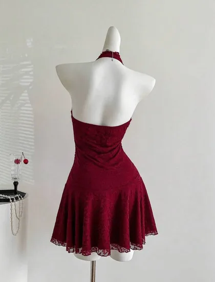 Clarissa Ruffle Red Wine Mini Dress