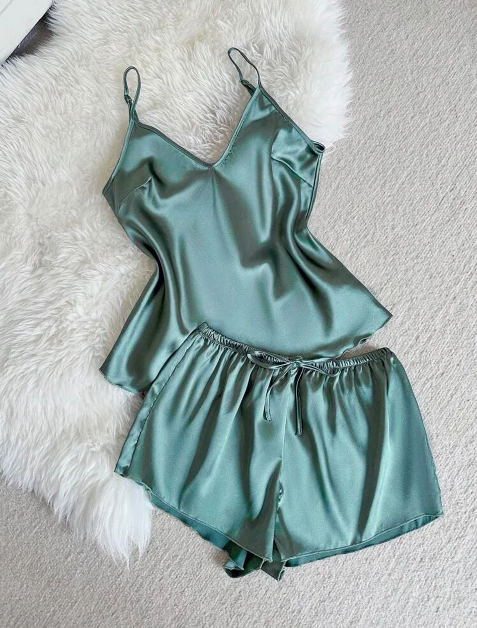 Aria Sage Satin Camisole Set