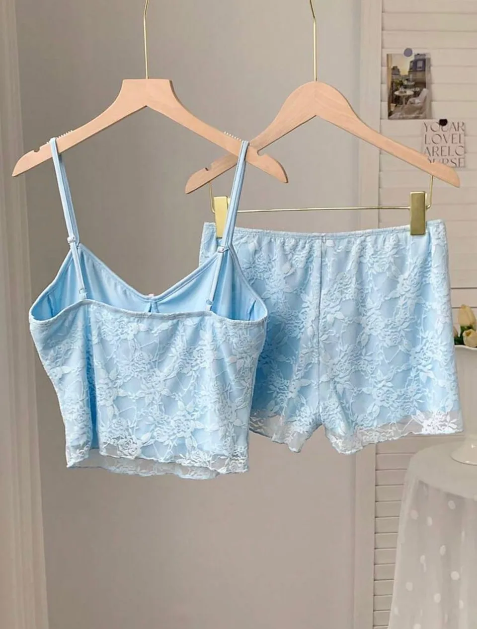 Ester Flora Azure Cami Two Piece Set