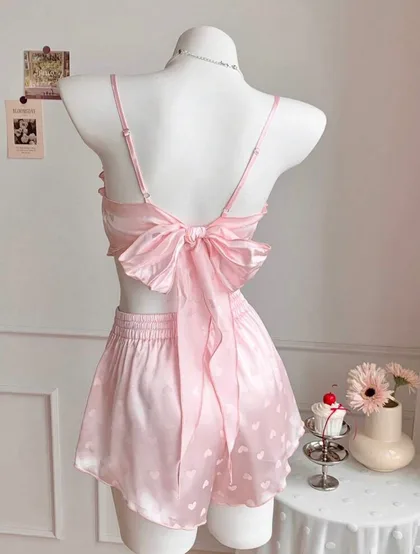 Zoe Satin Blush Ruffle Set