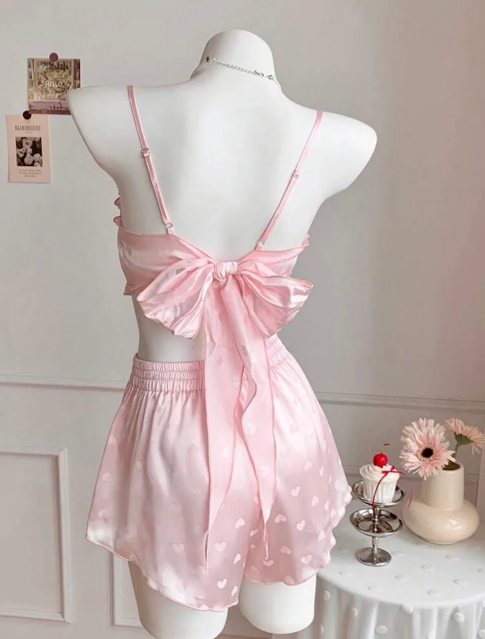Zoe Satin Blush Ruffle Set