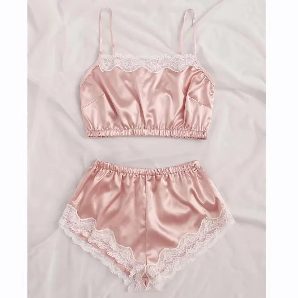 Kaila Satin Mesh Two Piece Sleepwear