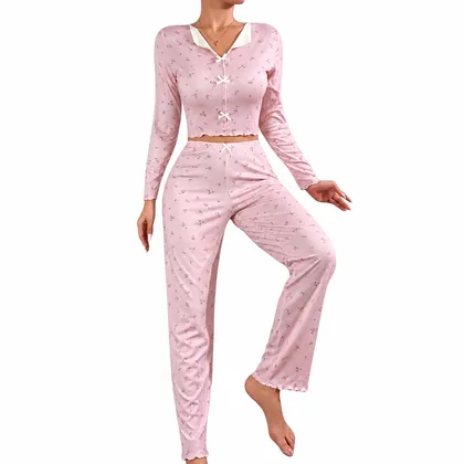 Sweet Peony Long Sleeve Pajamas