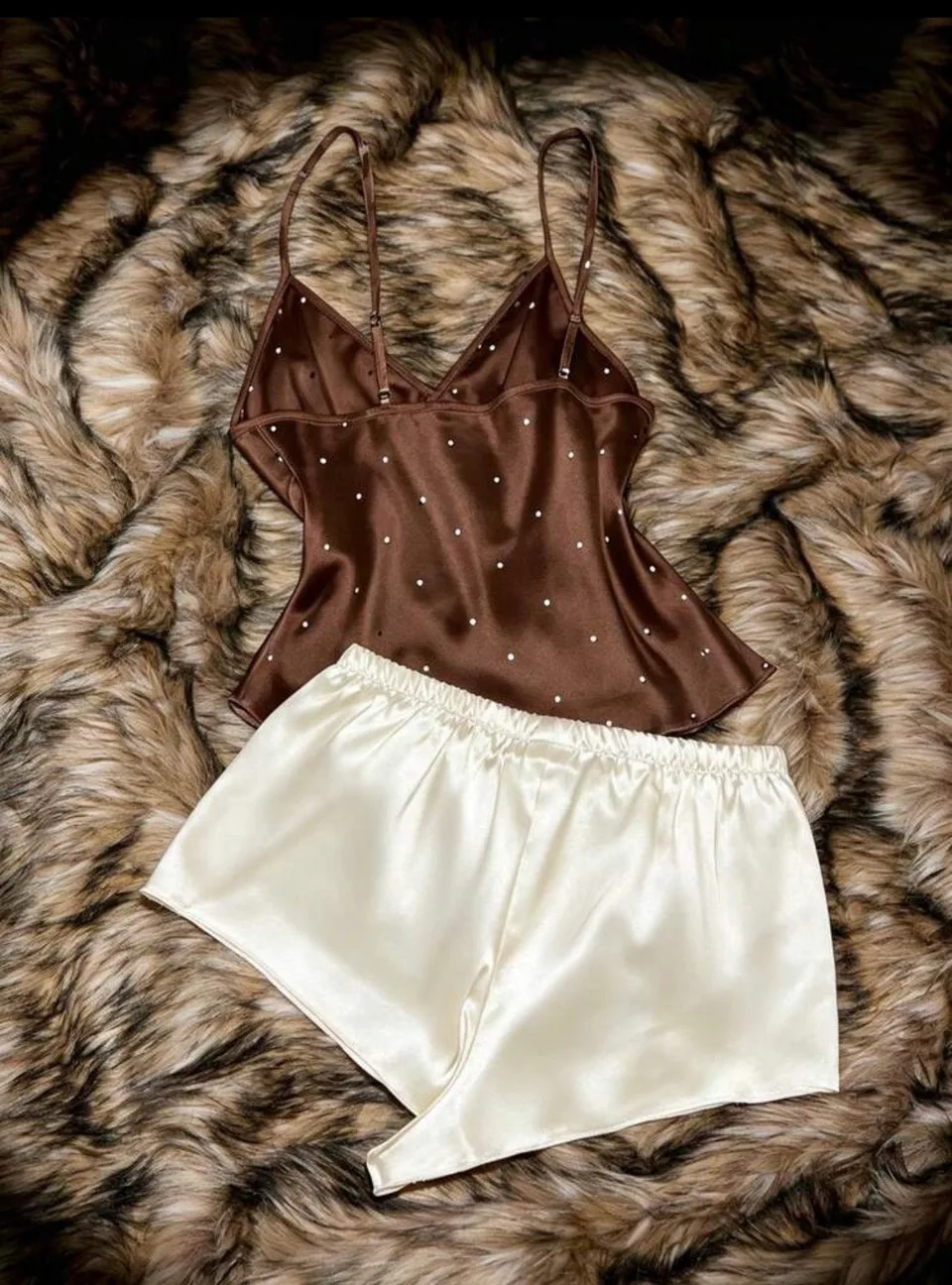 Bronze Dots Pajamas Set - Brown