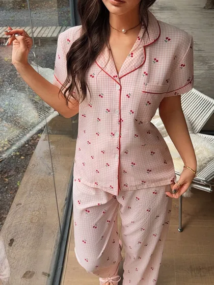 Iggy Floral Two Piece Pajamas - Pink