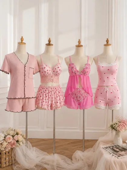 Piony Stripe Tape Two Piece Pajamas